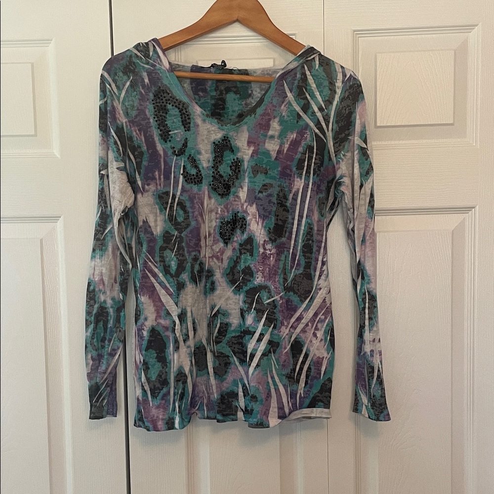 INC International Concepts Purple and Green Blouse